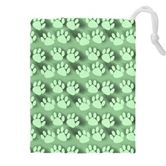 Pattern Texture Feet Dog Green Drawstring Pouch (4xl) by HermanTelo