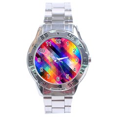 Abstract Background Colorful Pattern Stainless Steel Analogue Watch