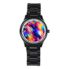 Abstract Background Colorful Pattern Stainless Steel Round Watch