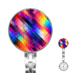 Abstract Background Colorful Pattern Stainless Steel Nurses Watch