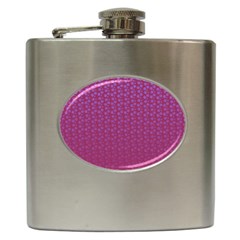 Background Polka Pattern Pink Hip Flask (6 Oz) by HermanTelo