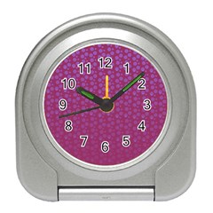 Background Polka Pattern Pink Travel Alarm Clock by HermanTelo