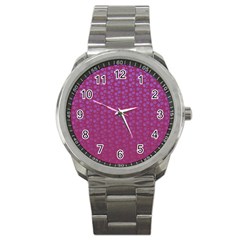 Background Polka Pattern Pink Sport Metal Watch