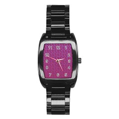 Background Polka Pattern Pink Stainless Steel Barrel Watch