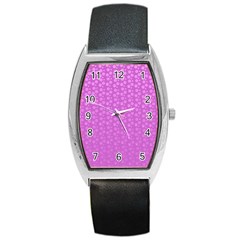 Background Polka Pink Barrel Style Metal Watch