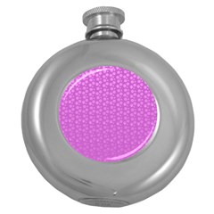 Background Polka Pink Round Hip Flask (5 oz)