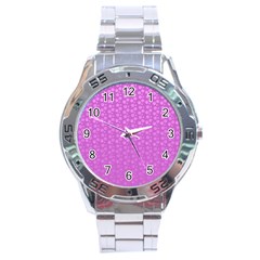 Background Polka Pink Stainless Steel Analogue Watch