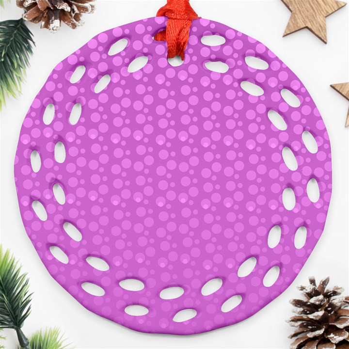 Background Polka Pink Ornament (Round Filigree)