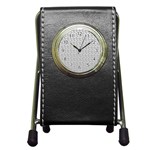 Background Polka Grey Pen Holder Desk Clock Front