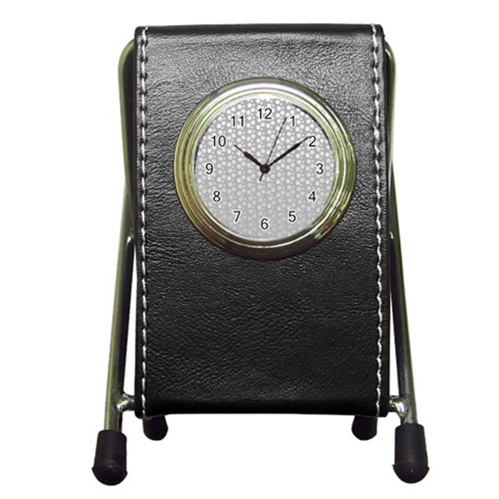 Background Polka Grey Pen Holder Desk Clock