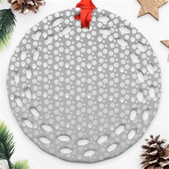 Background Polka Grey Round Filigree Ornament (two Sides)