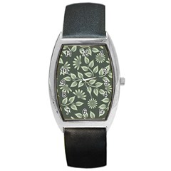 Flowers Pattern Spring Nature Barrel Style Metal Watch