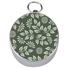 Flowers Pattern Spring Nature Silver Compasses by HermanTelo