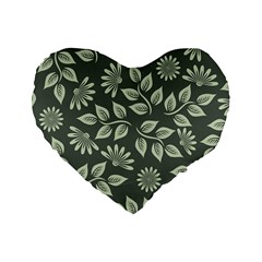 Flowers Pattern Spring Nature Standard 16  Premium Flano Heart Shape Cushions