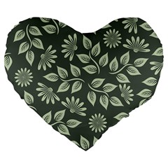 Flowers Pattern Spring Nature Large 19  Premium Flano Heart Shape Cushions