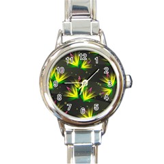 Floral Abstract Lines Round Italian Charm Watch by HermanTelo