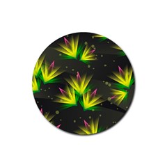 Floral Abstract Lines Rubber Round Coaster (4 Pack)  by HermanTelo