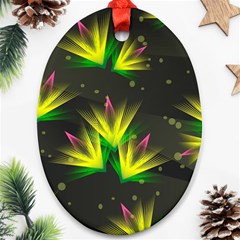 Floral Abstract Lines Oval Ornament (two Sides) by HermanTelo