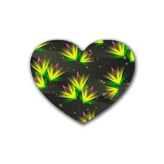 Floral Abstract Lines Rubber Coaster (heart)  by HermanTelo