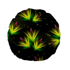 Floral Abstract Lines Standard 15  Premium Round Cushions