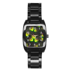 Floral Abstract Lines Stainless Steel Barrel Watch