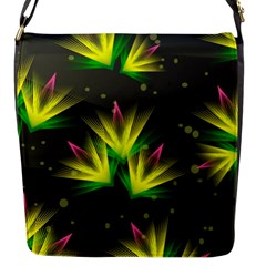 Floral Abstract Lines Flap Closure Messenger Bag (s)