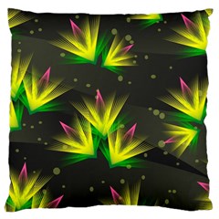 Floral Abstract Lines Large Flano Cushion Case (one Side) by HermanTelo