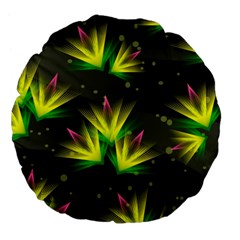 Floral Abstract Lines Large 18  Premium Flano Round Cushions