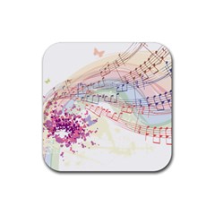 Music Notes Abstract Rubber Coaster (square)  by HermanTelo