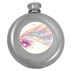 Music Notes Abstract Round Hip Flask (5 Oz)