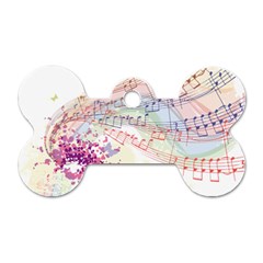 Music Notes Abstract Dog Tag Bone (two Sides)