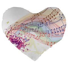 Music Notes Abstract Large 19  Premium Heart Shape Cushions