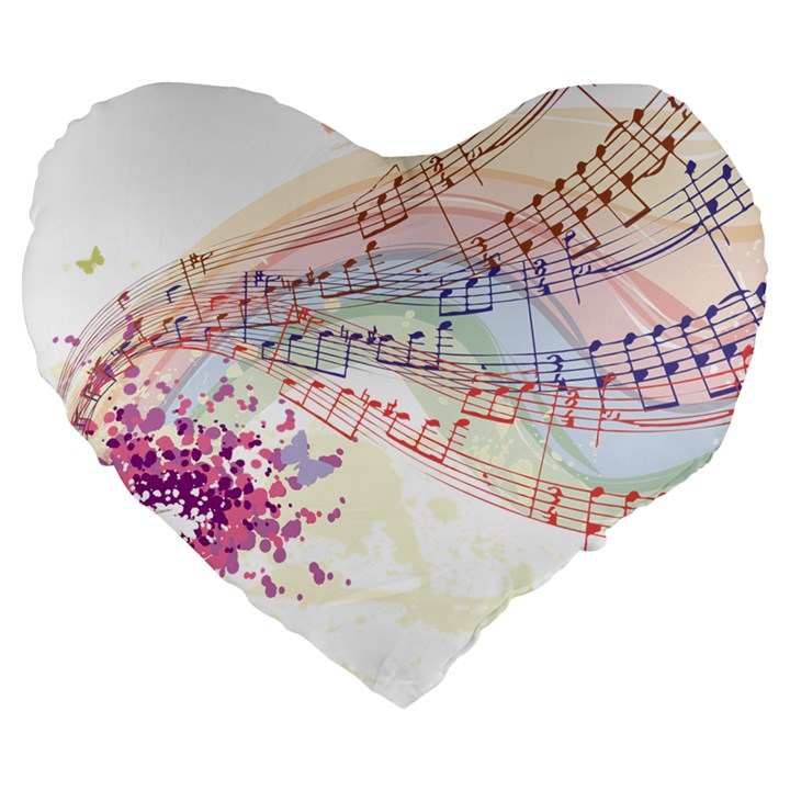 Music Notes Abstract Large 19  Premium Heart Shape Cushions