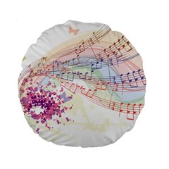 Music Notes Abstract Standard 15  Premium Flano Round Cushions by HermanTelo