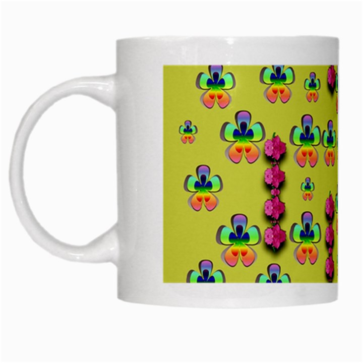 Power Can Be Flowers And Ornate Colors Decorative White Mugs