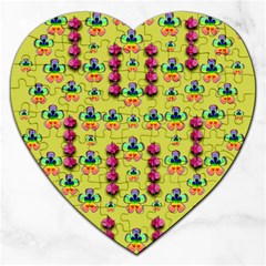 Power Can Be Flowers And Ornate Colors Decorative Jigsaw Puzzle (heart) by pepitasart