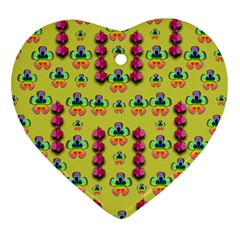 Power Can Be Flowers And Ornate Colors Decorative Heart Ornament (two Sides) by pepitasart