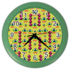 Power Can Be Flowers And Ornate Colors Decorative Color Wall Clock by pepitasart