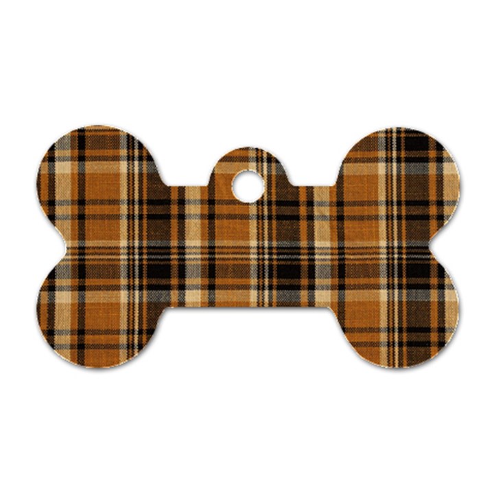 Tartan Design Dog Tag Bone (Two Sides)