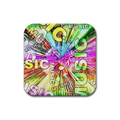 Music Abstract Sound Colorful Rubber Coaster (square)  by Mariart