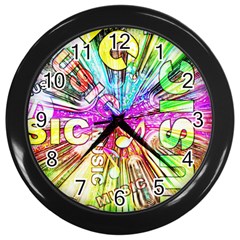 Music Abstract Sound Colorful Wall Clock (black) by Mariart