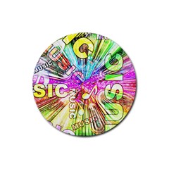 Music Abstract Sound Colorful Rubber Round Coaster (4 Pack)  by Mariart