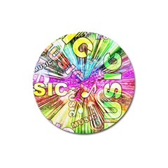 Music Abstract Sound Colorful Magnet 3  (round) by Mariart