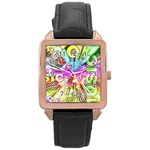 Music Abstract Sound Colorful Rose Gold Leather Watch  Front