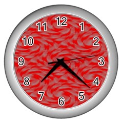 Background Abstraction Red Gray Wall Clock (silver) by HermanTelo