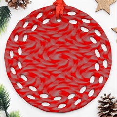 Background Abstraction Red Gray Ornament (Round Filigree)