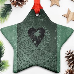 Elegant Heart With Piano And Clef On Damask Background Ornament (star) by FantasyWorld7