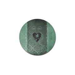 Elegant Heart With Piano And Clef On Damask Background Golf Ball Marker by FantasyWorld7