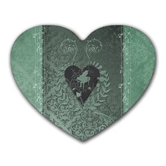 Elegant Heart With Piano And Clef On Damask Background Heart Mousepads by FantasyWorld7