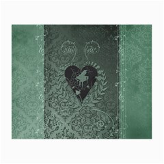 Elegant Heart With Piano And Clef On Damask Background Small Glasses Cloth (2 Sides) by FantasyWorld7